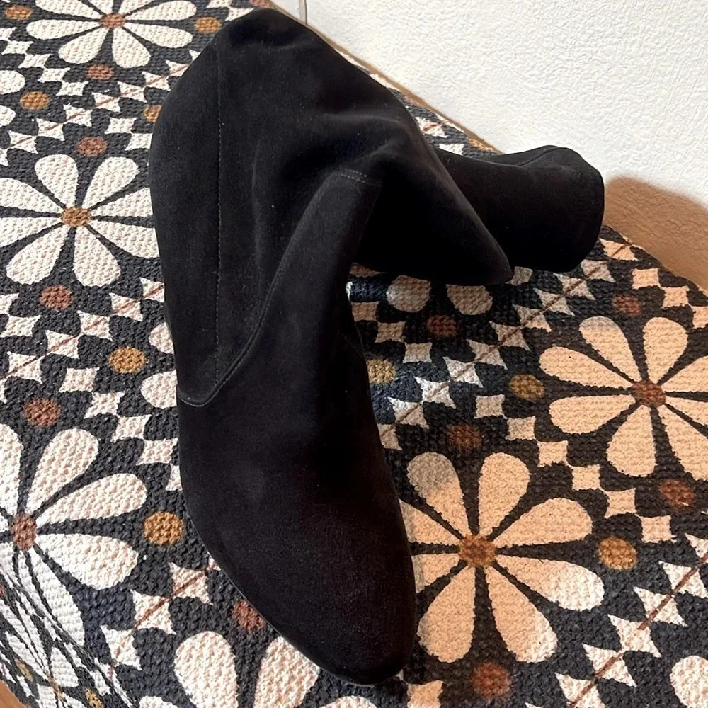 Tamara Mellon Over the Knee Thigh High Suede Black Boots size 37 1/2 or 7.5 US